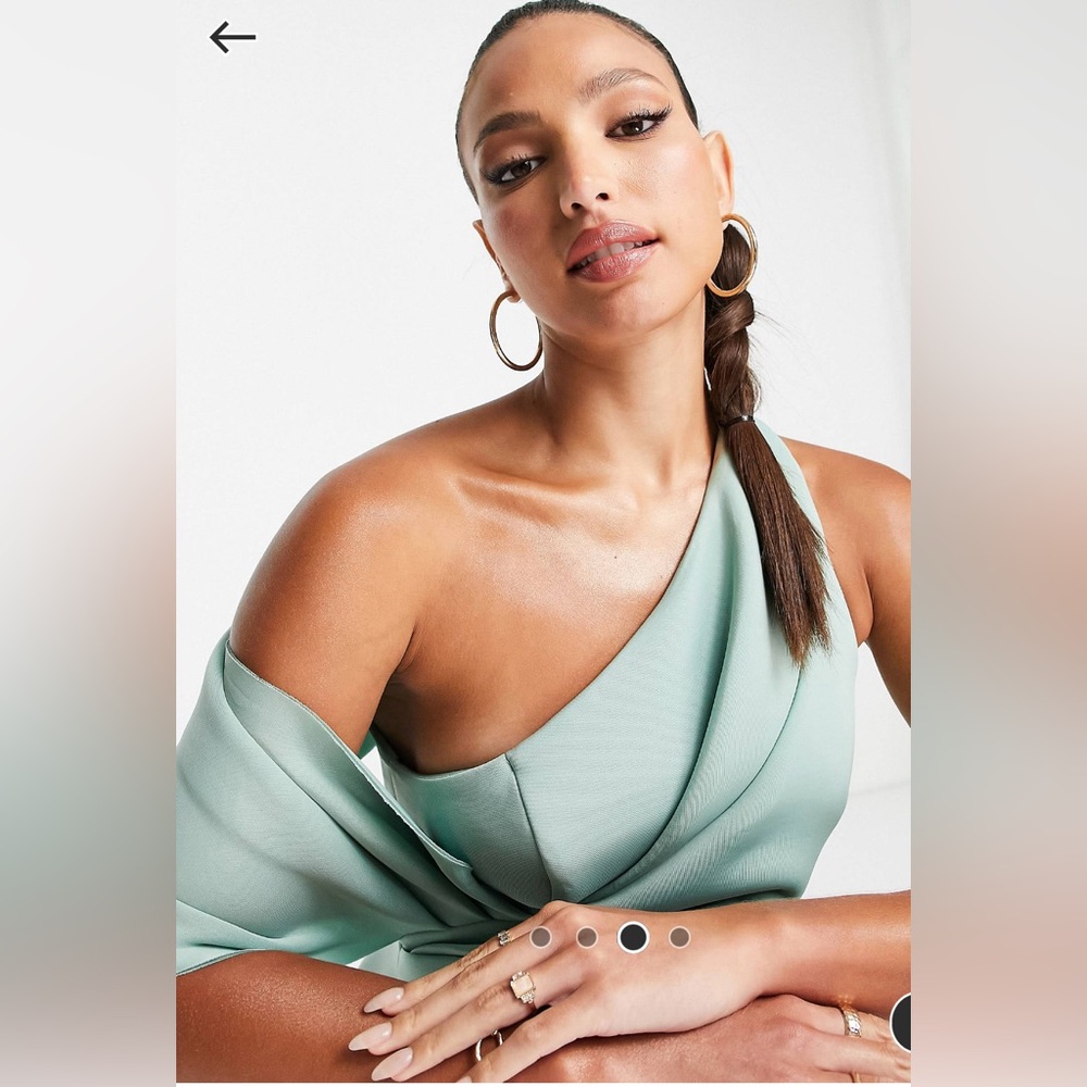 ASOS Mint Green One-Shoulder Prom Dress - Picture 2 of 4